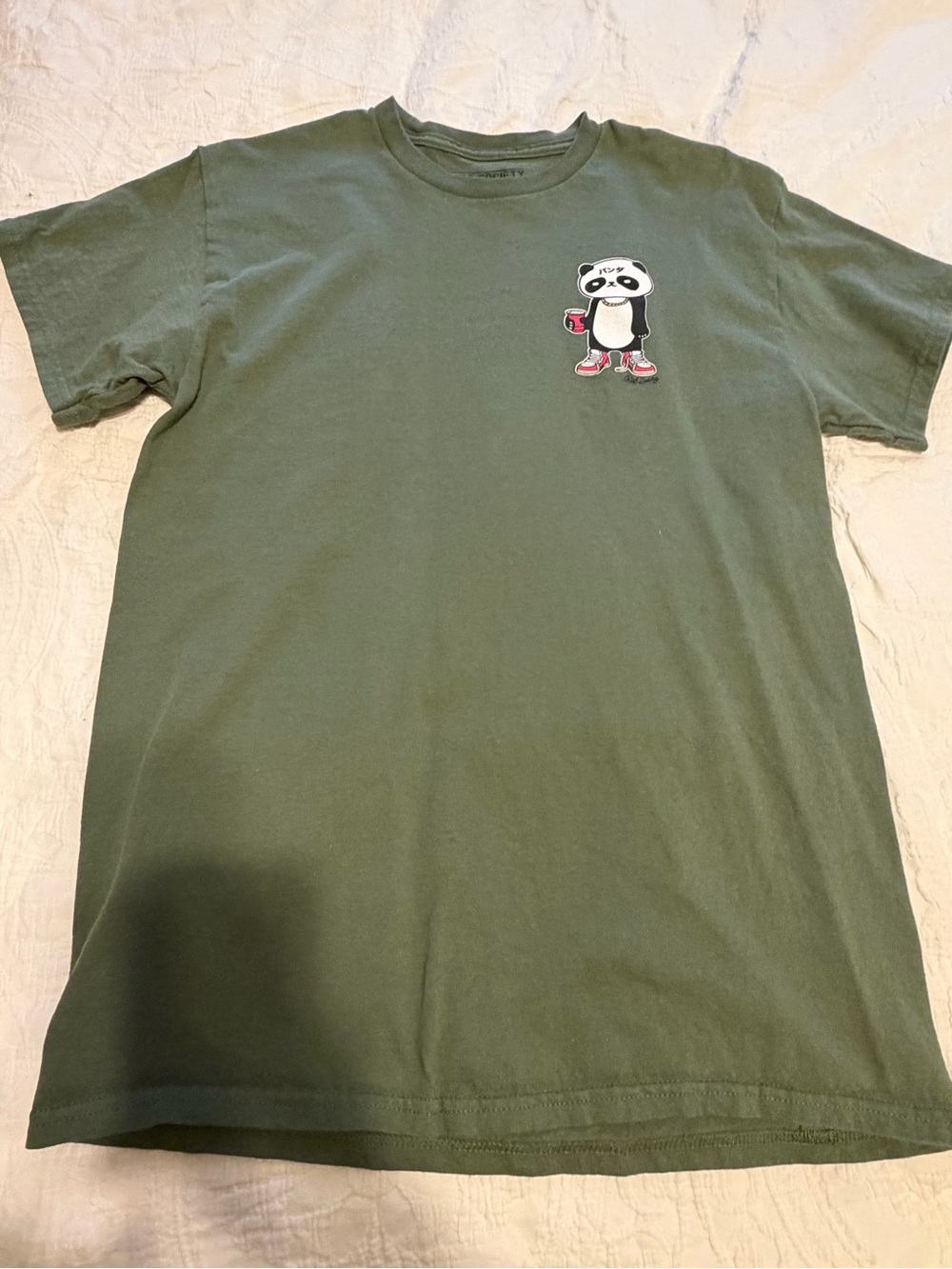 Riot Society Men’s Panda Tee, Olive Green, Size M, New w/o Tag